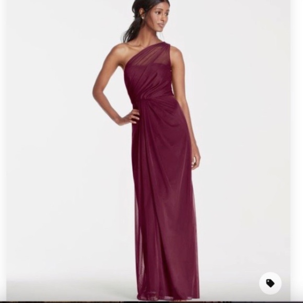 Long Mesh Dress with One Shoulder Neckline